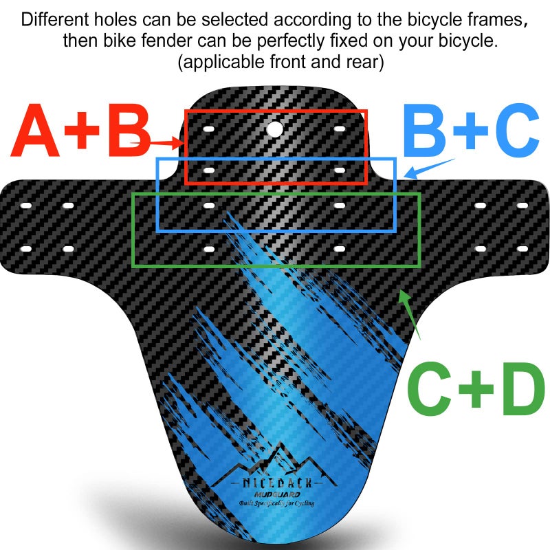 NICEDACK Bike Fender, 2PCS Adjustable MTB Mud Guard, Front and Rear Compatible Mudguards, Easy to Install, Fits 26", 27.5", 29" Fat Tire Bikes and All Disc Brake Bicycles (Blue) - Image 3